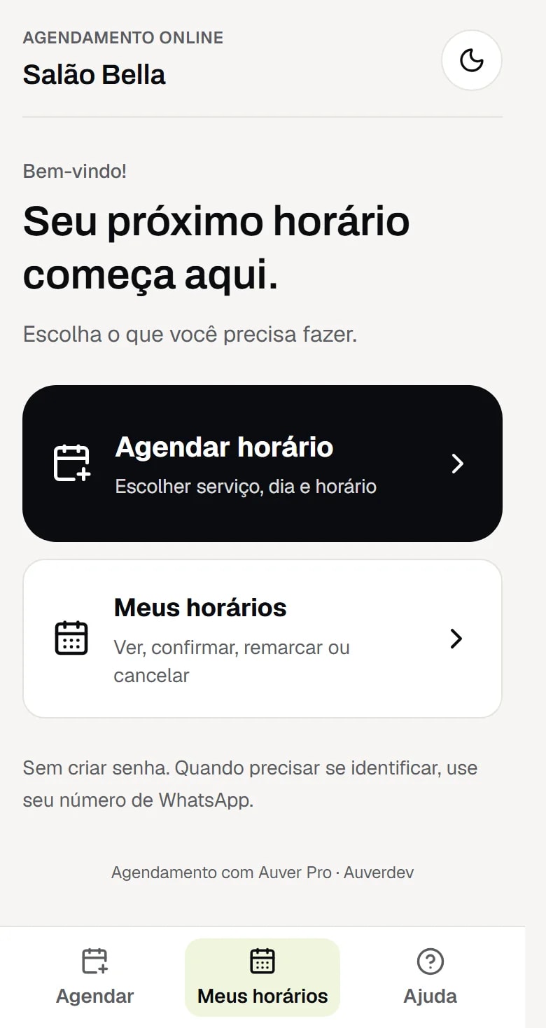 Agendamento online, em que o cliente escolhe o horário pelo celular